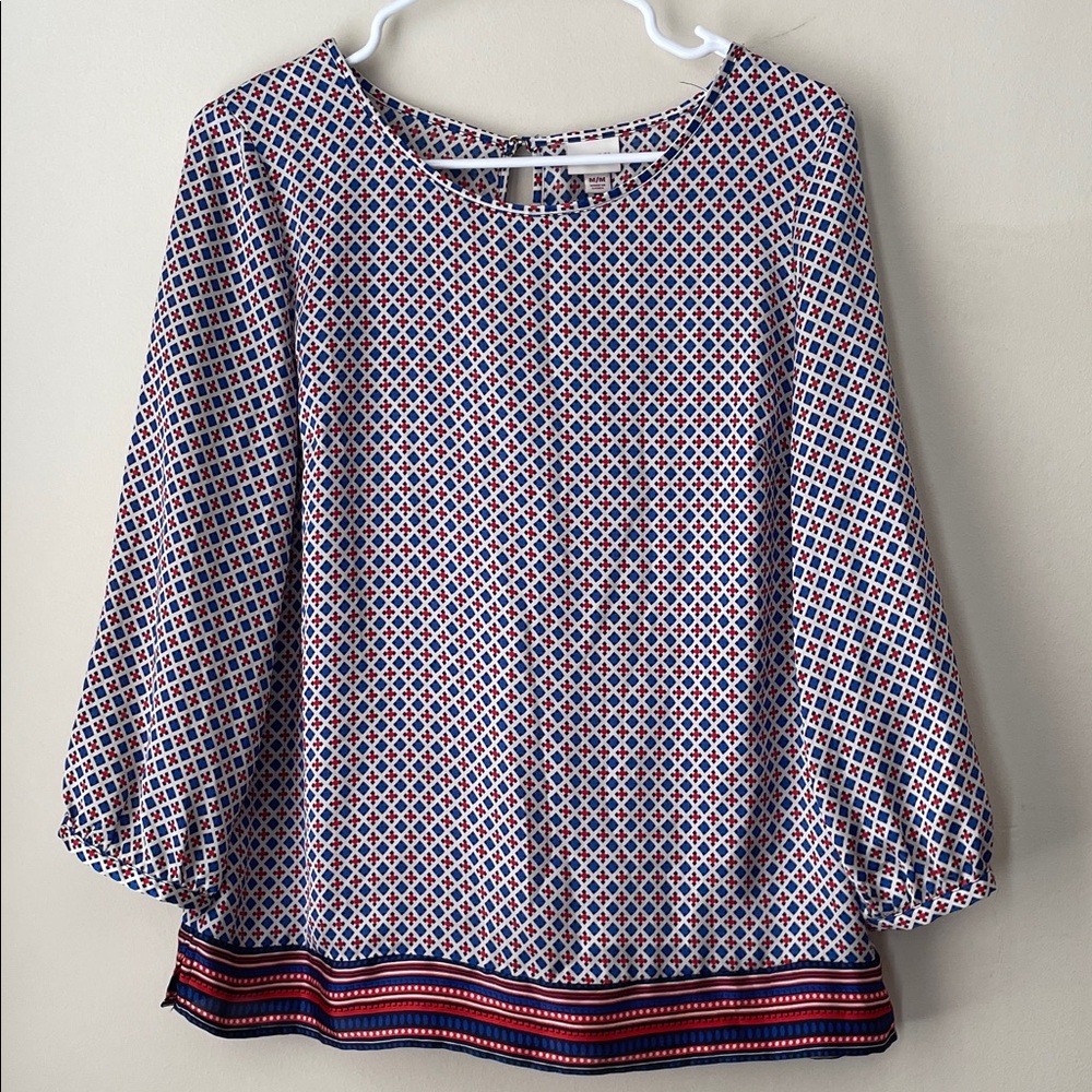 Merona Red White and Blue Blouse‎ Size Medium